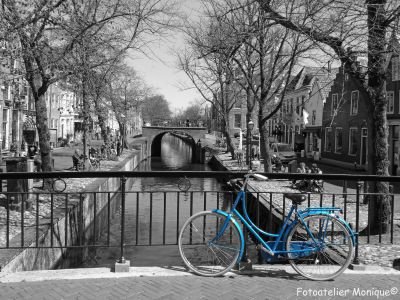 Fotokaart Edam fiets (zwart-wit en blauw) (Stad08) - 1