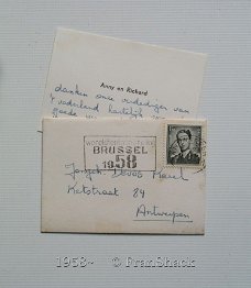 [1958] Poststuk, stempel wereldtentoonstelling BRUSSEL 1958