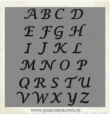 Sjabloon XL sierlijk alfabet 43x56cm letters ca. 6cm