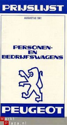 PEUGEOT PRIJSLIJST (1981) BROCHURE