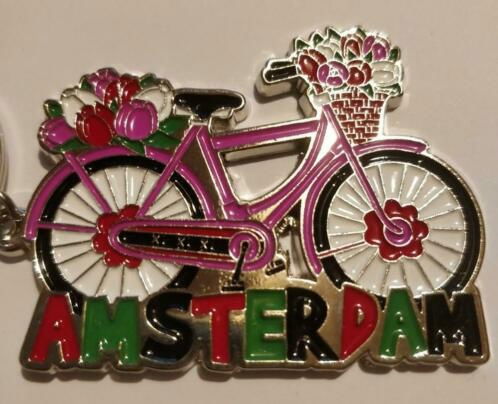 Amsterdam fiets met bloemen sleutelhanger - nieuw - nr. 1