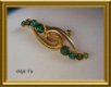 Leuke broche met groene strass steentjes - 1 - Thumbnail