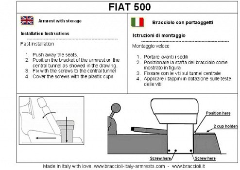 Armsteun Fiat 500 07-15 & 15- skai Braccioli - 7