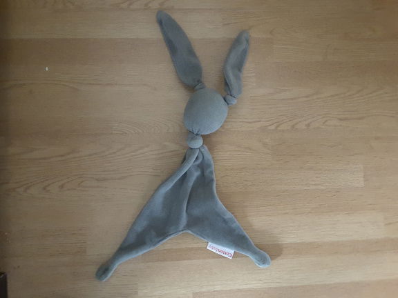 *1550 Konijn Cotton baby grijs knuffeldoekje - nr. 1