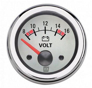 Voltmeter 24V (16-32V) D52mm wit - 1