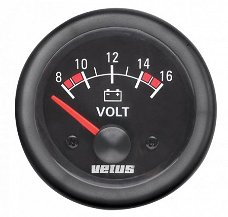 Voltmeter 12V (10-16V) D52mm zwart