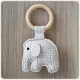 Rammelaar + bijting olifantje | handgemaakt | ecru - 1 - Thumbnail