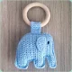 Rammelaar + bijting olifantje | handgemaakt | blauw - 1 - Thumbnail