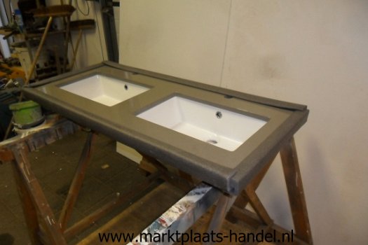 Composiet blad met dubbel wasbak, wastafel 120x50cm (a24)44 - 7