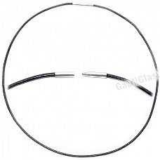 Zwarte leren ketting met bajonetsluiting, ketting is ca. 45 cm. lengte.