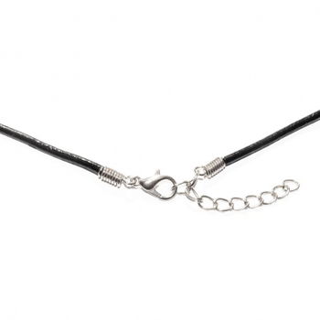 Zwarte leren ketting met bajonetsluiting, ketting is ca. 45 cm. lengte. - 8