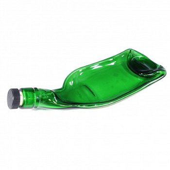 Glazen flessen schaal van een groene wijnfles met kurk. Unieke serveerschaal voor hapjes! - 1