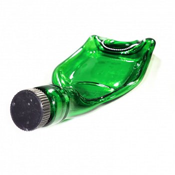 Glazen flessen schaal van een groene wijnfles met kurk. Unieke serveerschaal voor hapjes! - 3