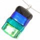 Luxe glashanger met blauw, geel en groen dichroide glas. Glazen hanger voor aan een ketting! - 3 - Thumbnail