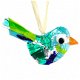 Luxe heldere glazen vogel versierd met kostbaar dichroide glas in alle kleuren van de regenboog. - 7 - Thumbnail