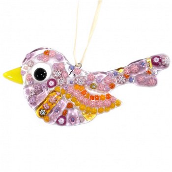 Gekleurde glazen vogel hanger. Decoratie vogel handgemaakt van speciaal glas in allerlei kleuren! De - 3