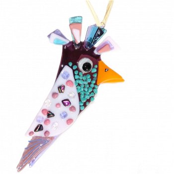Gekleurde glazen vogel hanger. Decoratie vogel handgemaakt van speciaal glas in allerlei kleuren! De - 4