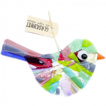 Gekleurde glazen vogel hanger. Decoratie vogel handgemaakt van speciaal glas in allerlei kleuren! De - 8
