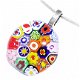 Kleurrijke glazen hanger met gekleurde millefiori (Murano) figuren zoals bloemen, sterren en cirkels - 1 - Thumbnail