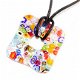 Kleurrijke glazen hanger met gekleurde millefiori (Murano) figuren zoals bloemen, sterren en cirkels - 5 - Thumbnail