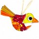 Prachtige rood met oranje en gele vogelhanger van glas.Glazen vogel hanger van speciaal glas gemaakt - 1 - Thumbnail