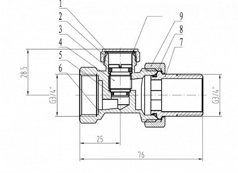 Velluto Riko voetventiel + adaptor 3/4 inch recht - 2