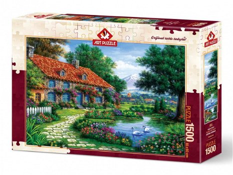 Art Puzzle - Garden With Swans - 1500 Stukjes Nieuw - 2