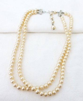 Dubbele, korte vintage parelketting - nr. 1