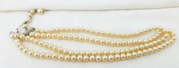 Dubbele, korte vintage parelketting - Afbeelding 3