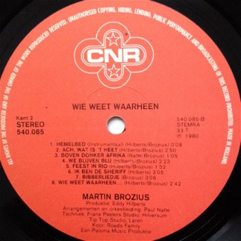 Martin Brozius - Wie weet waarheen . . . een wonderlijke wereldreis KinderLP 1980 - 5