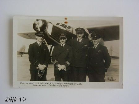Oude kaart : bemanning KLM vliegtuig 