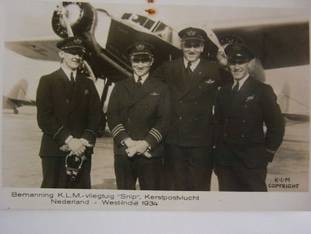 Oude kaart : bemanning KLM vliegtuig 