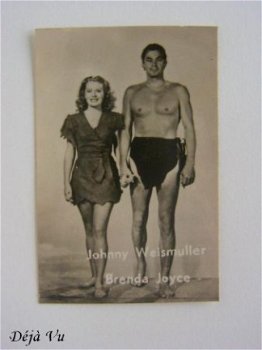 Oud reclamekaartje: kauwgom Johnny Weismuller / Brenda Joyce - 1