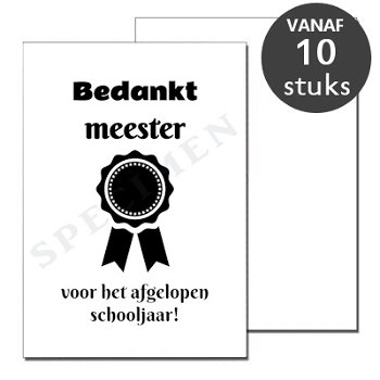 Wenskaarten bedankt juf badge A6 - 10 stuks - 4