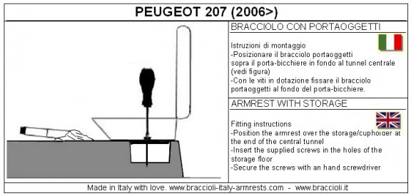 Armsteun Peugeot 207 verstelbaar skai Braccioli - 6