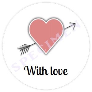 Witte stickers with love hartjes Ø 40mm (24 stuks) sticker - 2