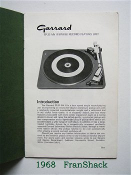 [1968] Instruction Manual SP.25Mk II Single Playing Unit, Garrard - 2