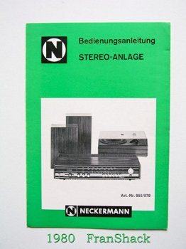 [1980~] Stereo-Anlage 955/078 Bedienungsanleitung, Neckermann/ Twen Tone - 1
