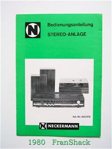 [1980~] Stereo-Anlage 955/078 Bedienungsanleitung, Neckermann/ Twen Tone