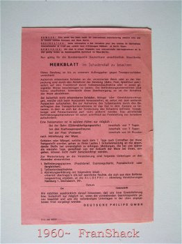 [1960~] MERKBLATT im Schadensfall zu beachten, Deutsche Philips GMBH - 1