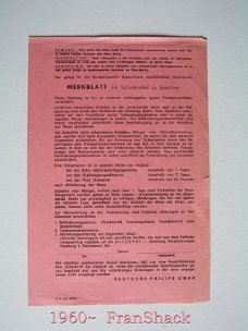 [1960~] MERKBLATT im Schadensfall zu beachten, Deutsche Philips GMBH