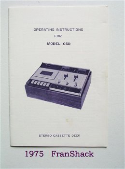 [1975~] Operating Instructions for Model CSD, Printed in Japan. - 1