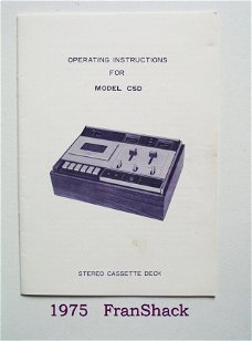 [1975~] Operating Instructions for Model CSD, Printed in Japan.