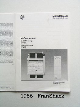 [1986] Gebrauchsanweisung Messumformer ETP30 / ETQ 30, H&Braun - 1