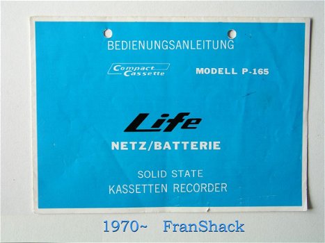 [ 1970~] Solid State Kassetten Recorder (Duits talig), Modell P-165 - 1