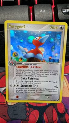 Porygon2 12/115 Holo (reverse) Ex Unseen Forces print error streep recht over pic