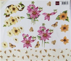 3D Knipvel (A4) --- BLOEMEN --- Marianne Design MB 0089 --- DIVERSE BLOEMEN met een ACHTERGROND ---