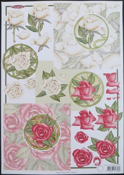 3D knipvel (A4) --- BLOEMEN --- Marianne Design EG 5252 --- ROZEN met een BIJPASSENDE ACHTE