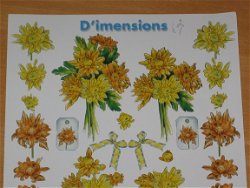 3D knipvel (A4) --- BLOEMEN --- Marianne Design DM 0107 --- DIVERSE GEEL-ORANJE BLOEMEN