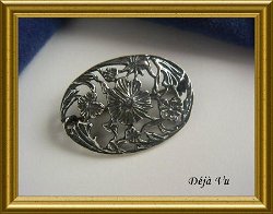 Oude zilveren (925) broche ; bloemen